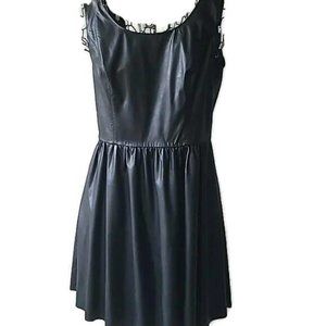 Vakko Sport Womens Faux Black Leather Dress  size Large NWT